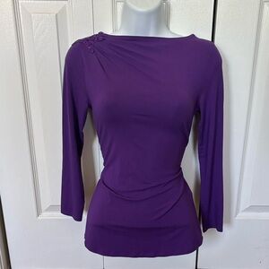 Armani Exchange purple boatneck longsleeve blouse star sequin appliqué small